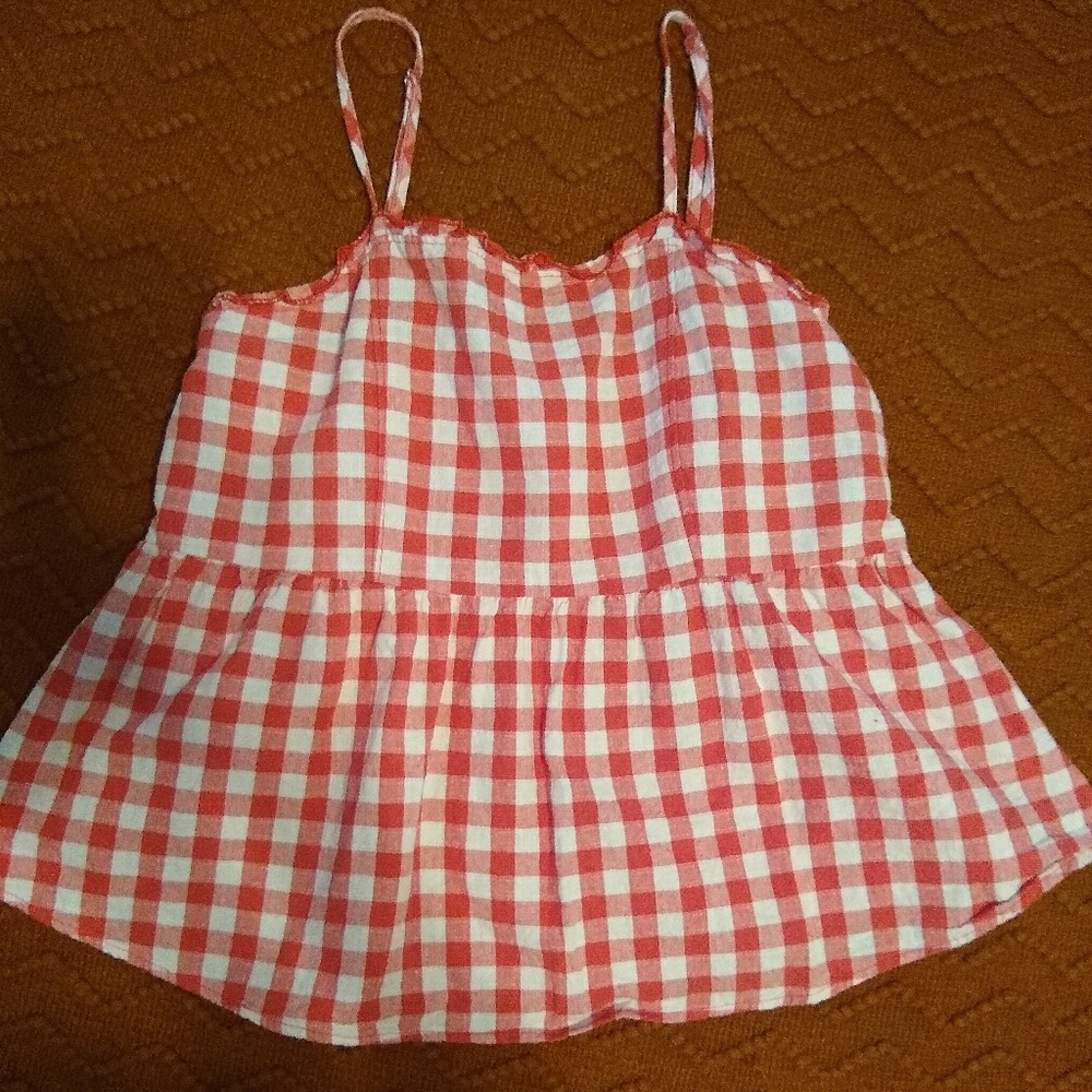 Red and White Checked Top
